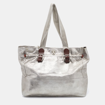 Marni Metallic Silver Leather Shoulder Bag