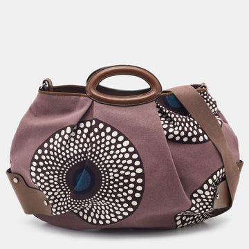 Marni Multicolor Printed Canvas And Leather Hobo