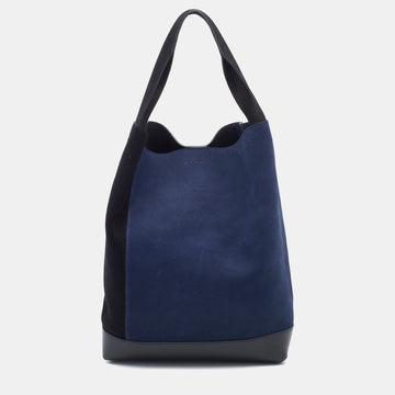 Marni Black/Navy Blue Suede and Leather Hobo