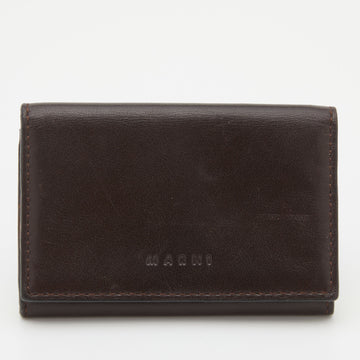 MARNI Dark Brown Leather Card Holder