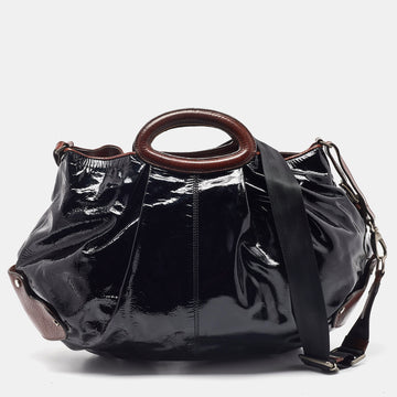 MARNI Black/Brown Patent and Leather Tote