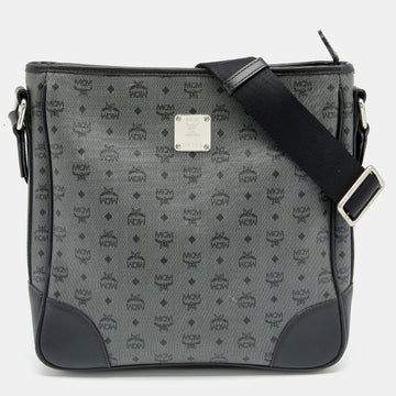 MCM Black/Grey Coated Canvas and Leather Crossbody Bag
