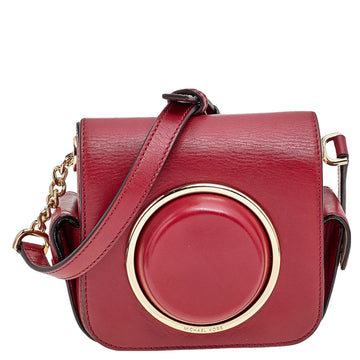 MICHAEL KORS Red Leather Scout Camera Crossbody Bag