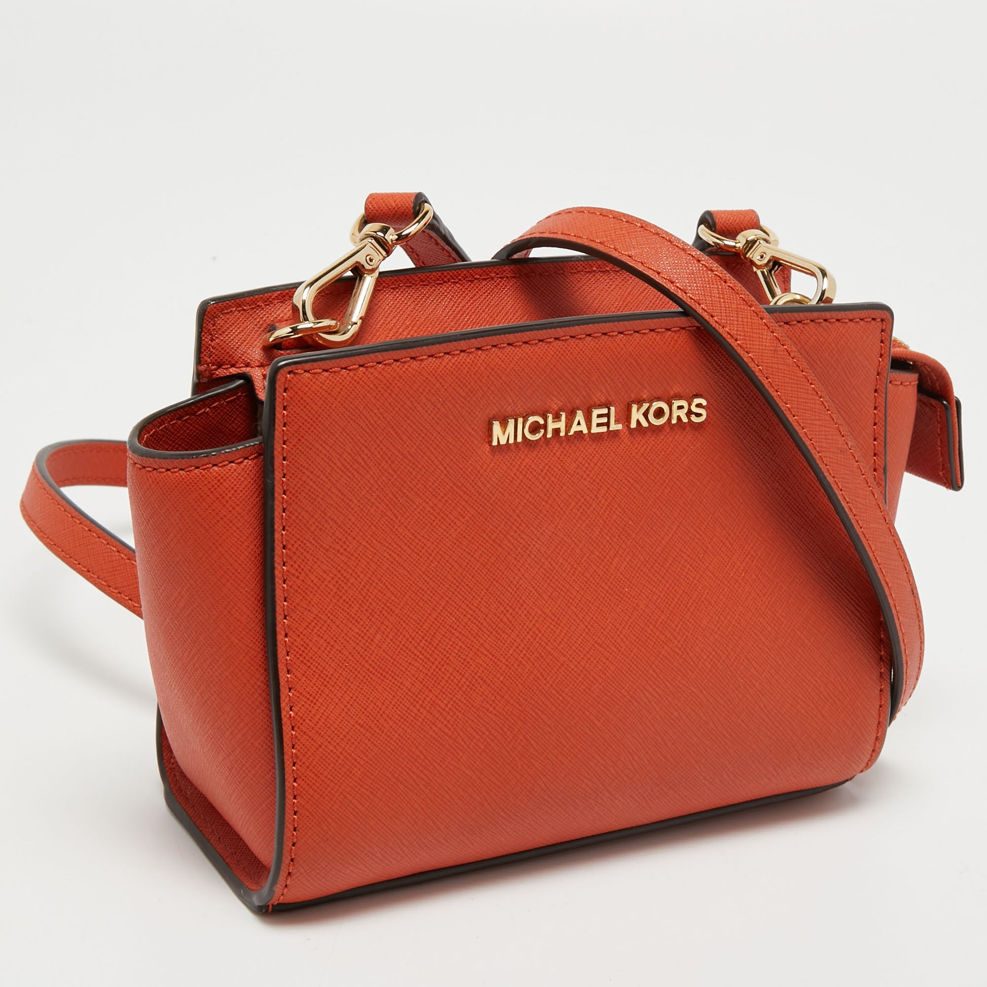 Michael Kors Orange Leather Selma Crossbody Bag - ShopStyle