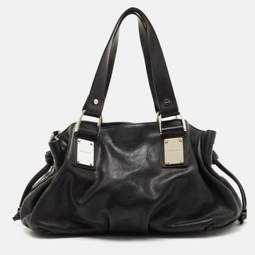 MICHAEL KORS Black Leather Side Zip Shoulder Bag