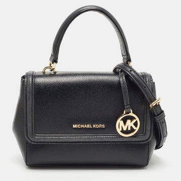 MICHAEL KORS Black Leather Flap Top Handle Bag