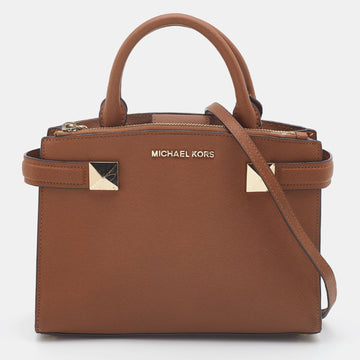 MICHAEL KORS Brown Saffiano Lux Leather Karla Tote