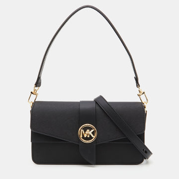 MICHAEL KORS Black Leather Medium Greenwich Shoulder Bag