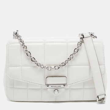 MICHAEL KORS White Quilted Leather Large Soho Chain Shoulder Bag