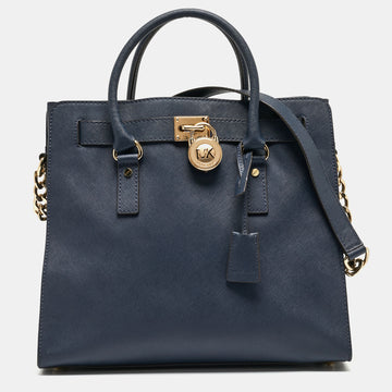 MICHAEL MICHAEL KORS Navy Blue Leather Large Hamilton North South Tote