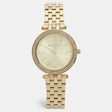 MICHAEL KORS Yellow Gold Plated Stainless Steel Darci Pave MK3430 Women's Wristwatch 33 mm