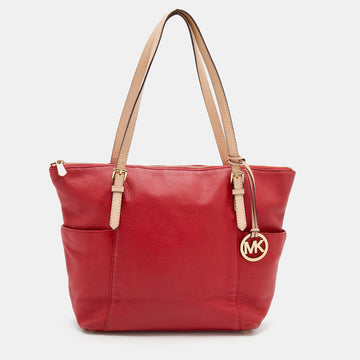 MICHAEL MICHAEL KORS Red Leather Jet Set Tote