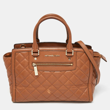 MICHAEL MICHAEL KORS Brown Quilted Leather Selma Satchel