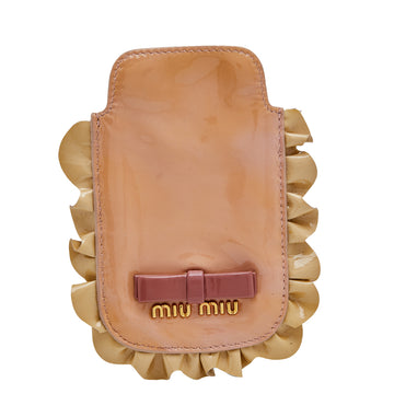 MIU MIU Beige Patent Leather Ruffle Phone Case
