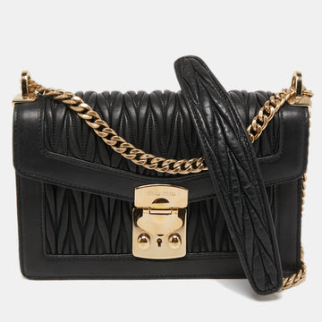 Miu Miu Black Matelasse Leather Confidential Shoulder Bag