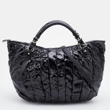 MIU MIU Black Quilted Patent Leather Hobo