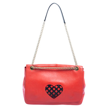 MOSCHINO CHEAP AND CHIC Cheap and Chic Red Leather Heart Flap Shoulder Bag