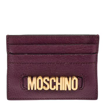 Moschino Purple Leather Logo Card Holder