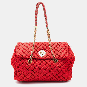 Moschino Red Quilted Fabric Satchel