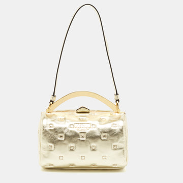 Moschino Gold Quilted Leather Inside Out Boston Bag