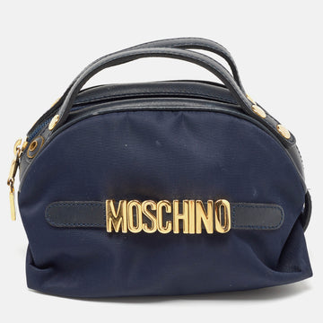 MOSCHINO Blue Nylon and Leather Baguette Bag
