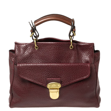 Mulberry Burgundy Grained Leather Polly Push Lock Tote
