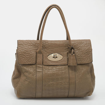 Mulberry Grey Pebbled Leather Bayswater Satchel