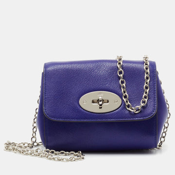 Mulberry Blue Leather Mini Lily Chain Crossbody Bag