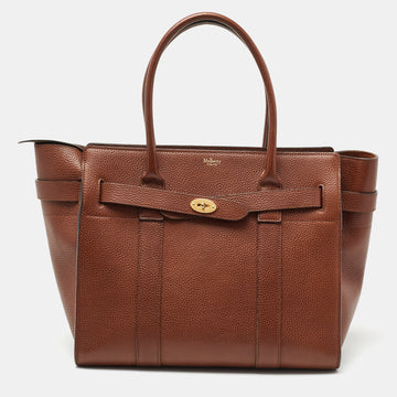 Mulberry Brown Grained Leather Zipped Bayswater Tote
