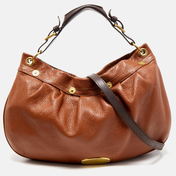 MULBERRY Brown/Dark Brown Grained Leather Mitzy Hobo