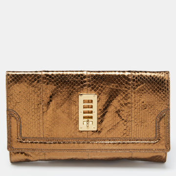 MULBERRY Gold Watersnake Leather Maggie Clutch