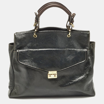 MULBERRY Dark Grey Patent and Leather Neely Tote