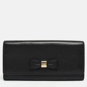 MULBERRY Black Leather Bow Continental Wallet