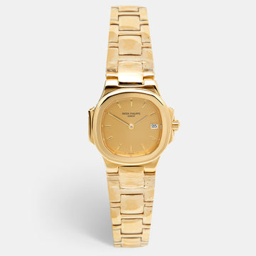 Patek Philippe Champagne 18k Yellow Gold Nautilus 4700/51 Women's Wristwatch 27.5 mm