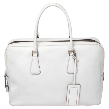 Prada Off-white Saffiano Leather Bauletto Bag