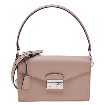 Prada Dusty Pink Saffiano Lux Leather Mini Sound Flap Bag