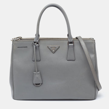 Prada Grey Saffiano Leather Large Galleria Double Zip Tote Bag