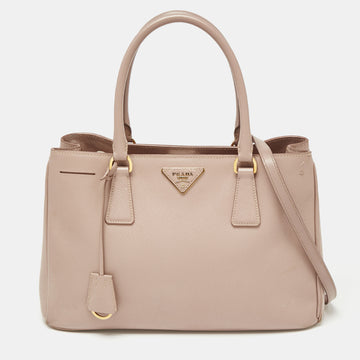 Prada Poudre Pink Saffiano Lux Leather Small Middle Zip Tote