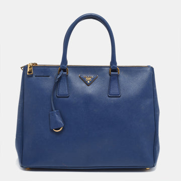 Prada Navy Blue Saffiano Leather Large Galleria Double Zip Tote Bag