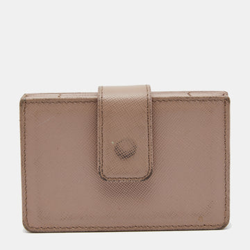 Prada Beige Saffiano Leather 5 Gusset Card Holder