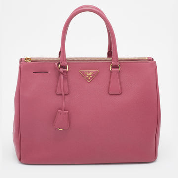 Prada Pink Saffiano Leather Large Double Zip Tote
