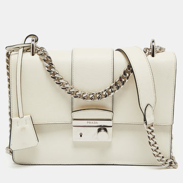 Prada White Saffiano Leather Crossbody Bag