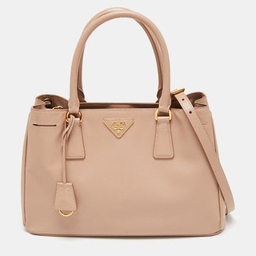 Prada Dusty Pink Saffiano Lux Leather Small Middle Zip Tote