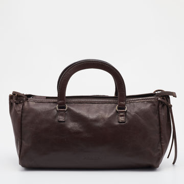 Prada Brown Leather Boston Bag