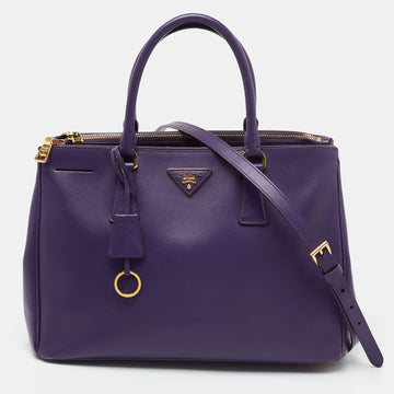 Prada Purple Saffiano Lux Leather Medium Galleria Double Zip Tote