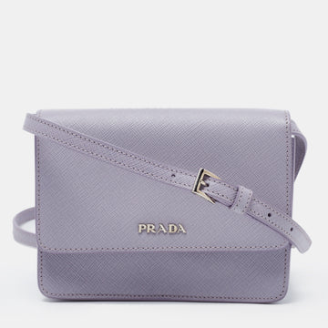 Prada Lilac Saffiano Lux Leather Small Crossbody Bag