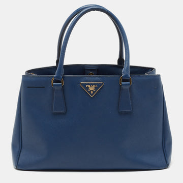 Prada Navy Blue Saffiano Lux Leather Small Middle Zip Tote