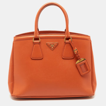 Prada Orange Saffiano Lux Leather Parabole Tote