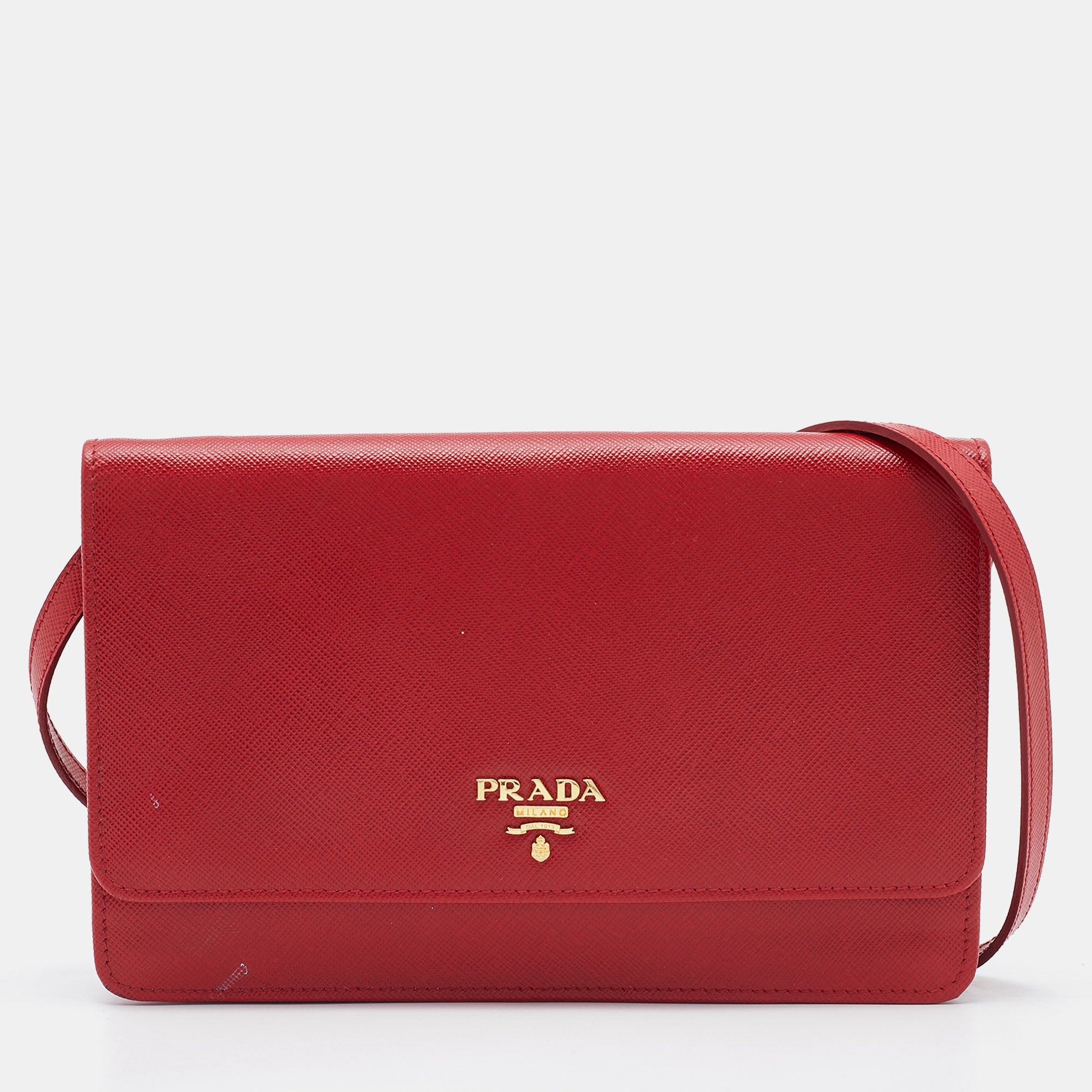 PRADA-Leather-Shoulder-Bag-Purse-FUOCO-Red-1NF674 – dct-ep_vintage luxury  Store