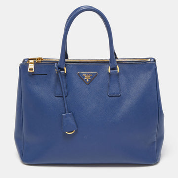 PRADA Navy Blue Saffiano Lux Leather Large Galleria Double Zip Tote